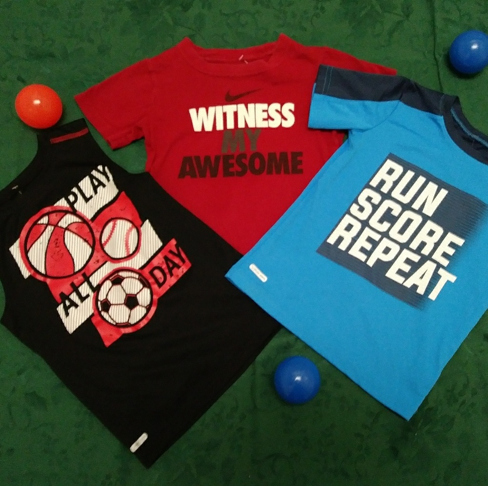 2 boys athletic t shirts 1 tank top